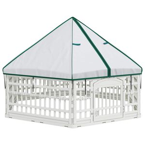 vidaXL 6 panelu suņu spēļu sēta 177,5 x 154,5 x 112 cm Plastmasa Balts
