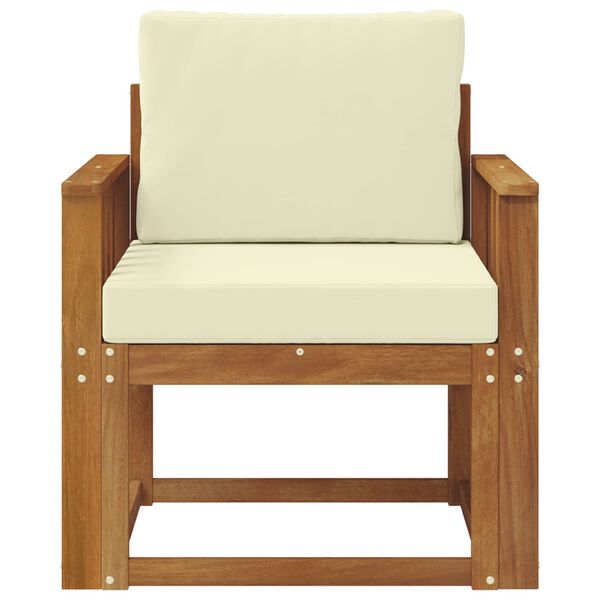 vidaXL Āra dīvāns Cieta akācijas koks un poliesters Dabiska