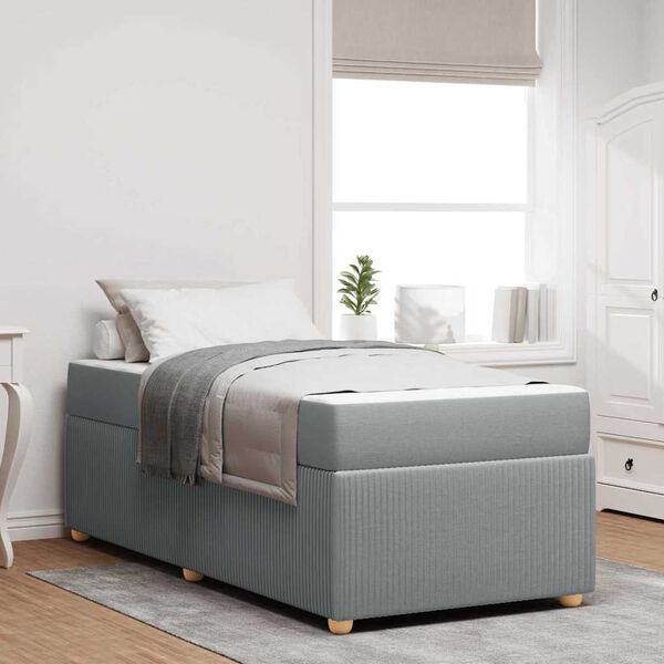 vidaXL Gultas rāmis ar matraci Gaiši pelēks 100 x 200 cm audums