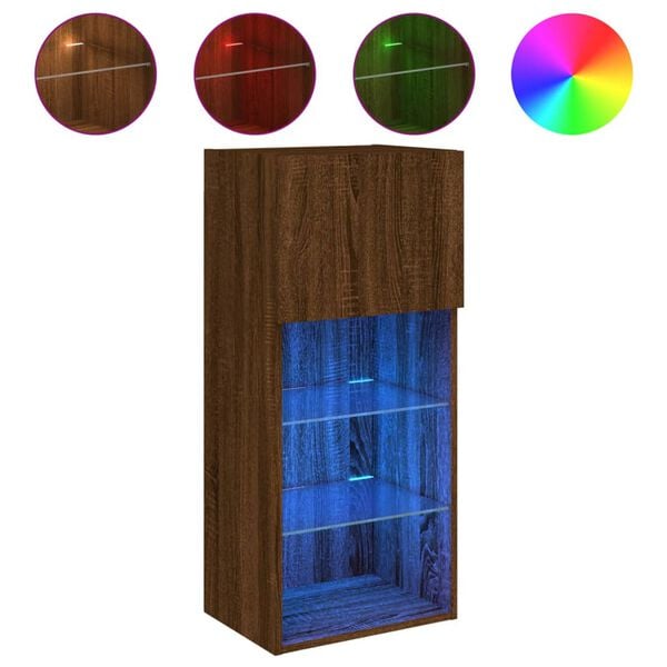 vidaXL TV galdiņ&scaron; ar LED lampiņām, ozolkoka krāsa, 40,5x30x90 cm