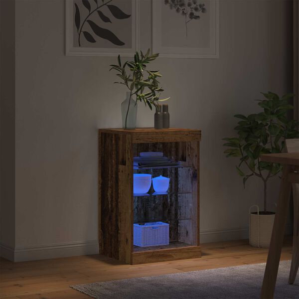 vidaXL LED sānu galds Vecs koks 41 x 37 x 67 cm Inženierijas koks