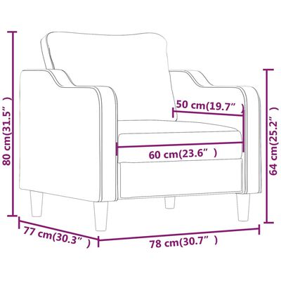 vidaXL atpūtas krēsls, pelēkbrūns, 60 cm, audums