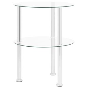 vidaXL 2 līmeņu galdiņ&scaron;, 38 cm, caurspīdīgs, rūdīts stikls