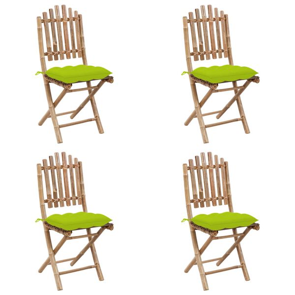 vidaXL 5-daļīgs āra mēbeļu komplekts ar matračiem, saliekams, bambuss