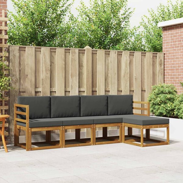 vidaXL Āra dīvānu komplekts ar spilvenu 5 pcs Dabisks un antracīts