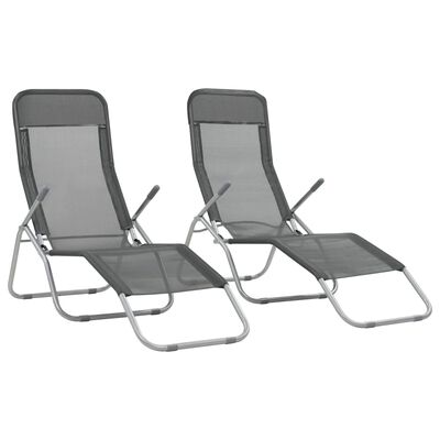 vidaXL saliekami sauļošanās krēsli, 2 gab., antracītpelēks tekstilēns