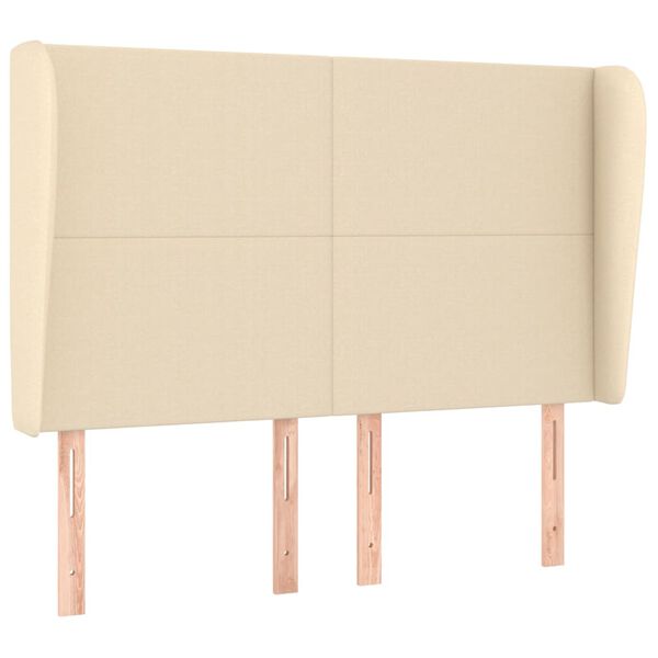 vidaXL galvgalis ar malām, 147x23x118/128 cm, krēmkrāsas audums