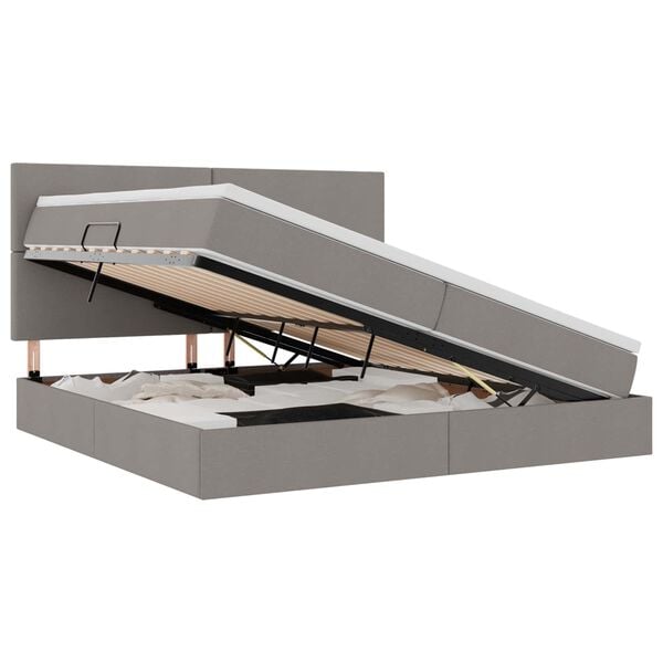 vidaXL Gulta ar uzglabā&scaron;anas vietu un matraci Pelēkbrūna 200 x 200 cm