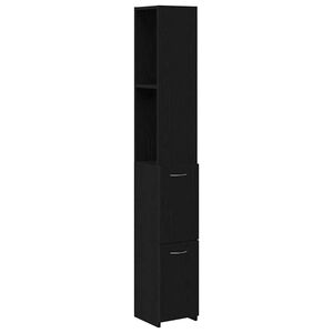 vidaXL Vannas istabas skapītis Melns ozolkoks 25 x 25 x 170 cm