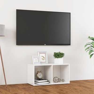 vidaXL TV plaukts, 72x35x36,5 cm, spīdīgi balts, skaidu plāksne