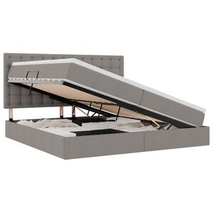 vidaXL Gulta ar uzglabā&scaron;anas vietu un matraci Pelēkbrūna 200 x 200 cm