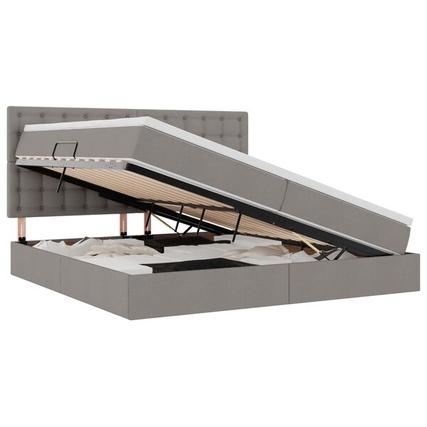 vidaXL Gulta ar uzglabā&scaron;anas vietu un matraci Pelēkbrūna 200 x 200 cm