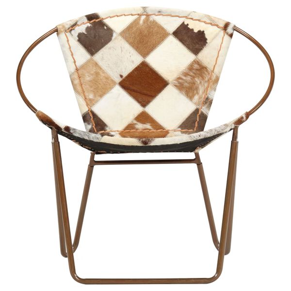 vidaXL krēsls, brūns rombveida raksts, dabīgā āda