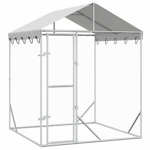 vidaXL suņu voljērs ar jumtu, sudraba krāsā, 2x2x2,5m, cinkots tērauds