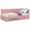 vidaXL Stūra gultas rāmis ar galvas klāju Rozā 90 cm x 190 cm Samts