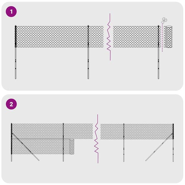 vidaXL stiepļu žogs ar zemes mietiņiem, antracītpelēks, 1,8x25 m