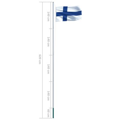 vidaXL Somijas karogs un karoga masts, alumīnijs, 6,2 m