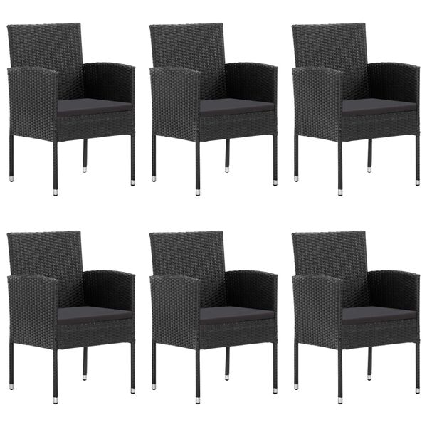 vidaXL 7-daļīgs dārza mēbeļu komplekts, PE rotangpalma, melns