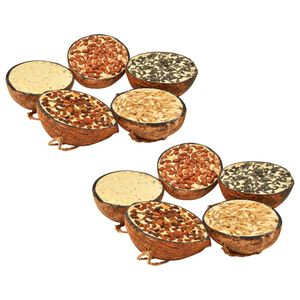 vidaXL putnu barība, pildītas kokosriekstu pusītes, 10 gab., 290 g