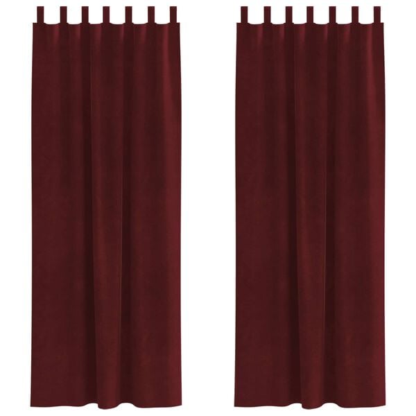 vidaXL Aptum&scaron;ojo&scaron;ie aizkari 2 pcs Vīna sarkans 140 x 225 cm Samts