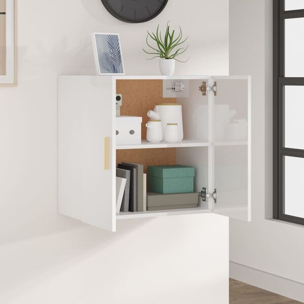 vidaXL sienas skapītis, spīdīgi balts, 60x30x60 cm, inženierijas koks