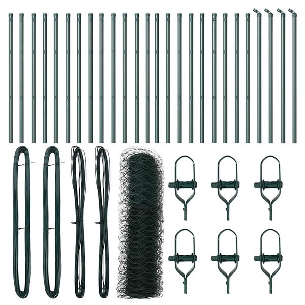 vidaXL Žoga āķis Zaļa 50 x 0,6 m (50 mm siets) Tērauds un PVC