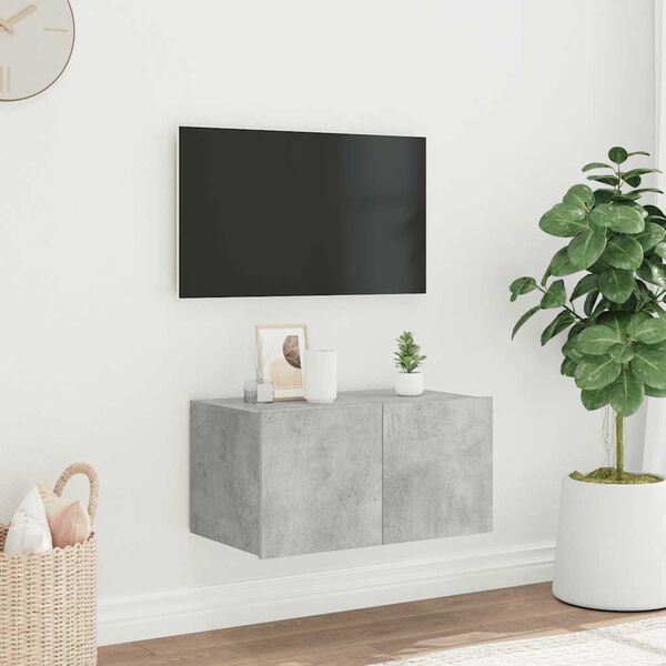 vidaXL TV galdiņi ar LED lampiņām, betona pelēki, 60x35x31 cm