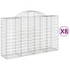 vidaXL arkveida gabiona grozi, 8 gb., 200x50x120/140cm, cinkota dzelzs