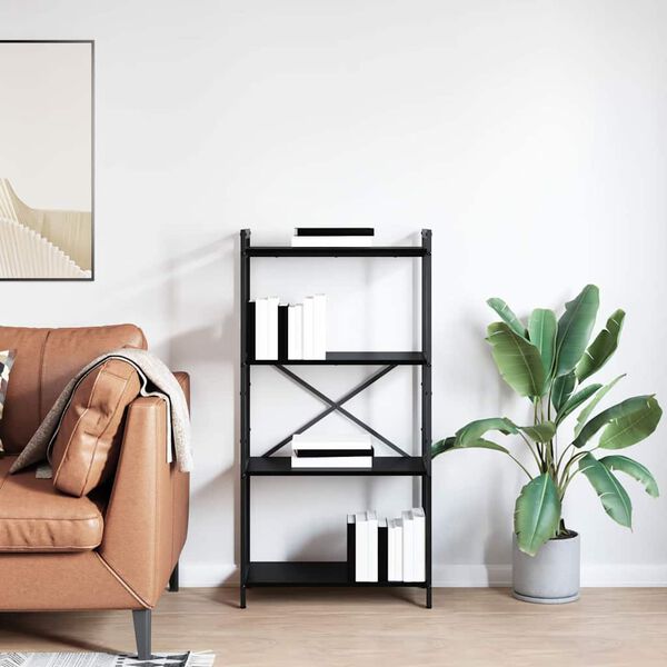 vidaXL Grāmatu plaukts Melns ozolkoks 40 x 30 x 85 cm