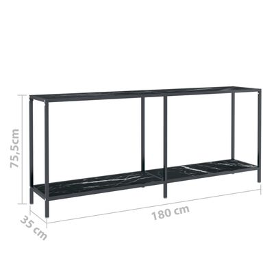 vidaXL konsoles galdiņš, 180x35x75,5 cm, rūdīts stikls, melns