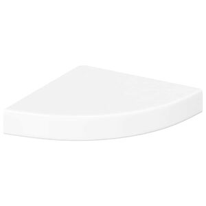 vidaXL stūra plaukts, peldo&scaron;s, spīdīgi balts, 25x25x3,8 cm, MDF