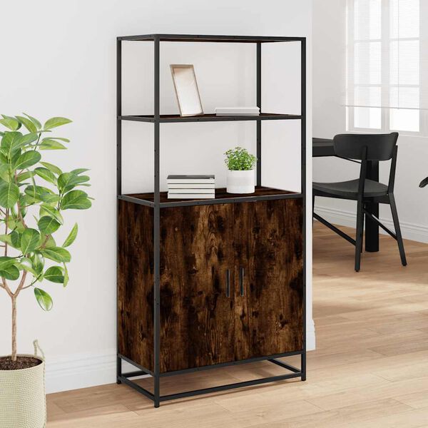 vidaXL Augstā dēlis ozola krāsa 68x35x139 cm inženierijas koks metāls