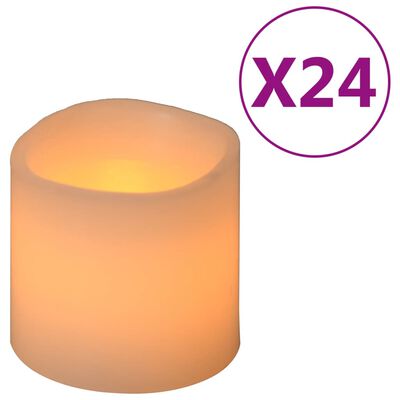 vidaXL elektriskās LED sveces, 24 gab., silti baltas