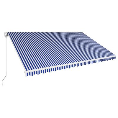 vidaXL izvelkama markīze, manuāla, 500x300 cm, zila ar baltu
