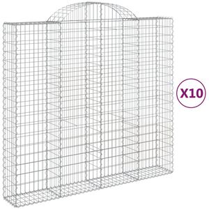 vidaXL arkveida gabiona grozi, 10gb., 200x50x180/200cm, cinkota dzelzs