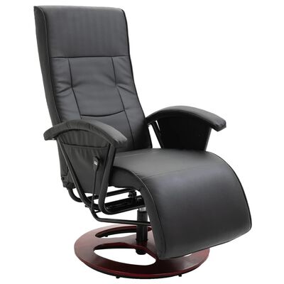 vidaXL grozāms atpūtas krēsls, melna mākslīgā āda