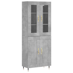 vidaXL augstais skapis, pelēks, 69,5x34x180 cm, inženierijas koks