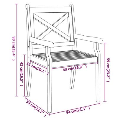 vidaXL dārza krēsli, 2 gab., akācijas masīvkoks