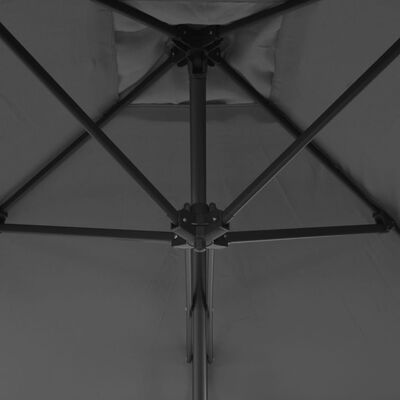vidaXL dārza saulessargs ar tērauda kātu, 250x250 cm, antracītpelēks
