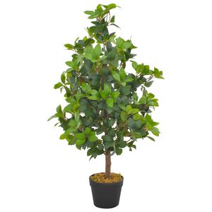 vidaXL mākslīgais augs, lauru koks ar podiņu, zaļ&scaron;, 90 cm