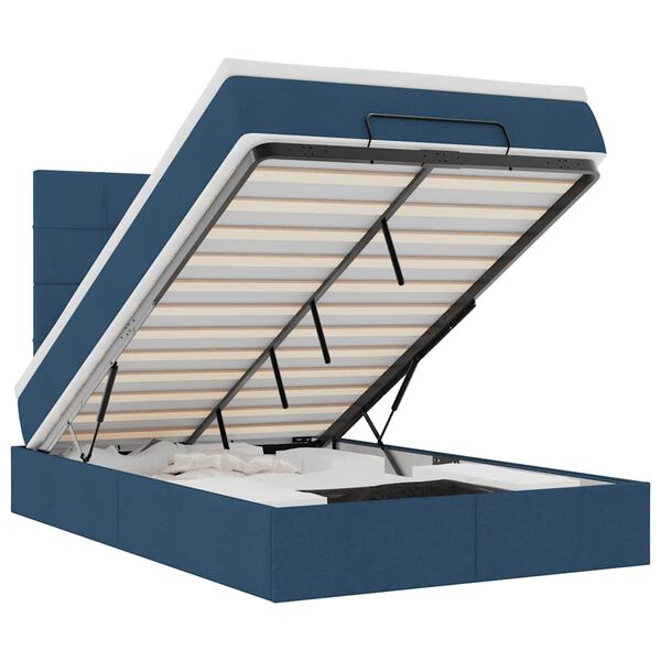 vidaXL Osmaņu gulta ar matraci&LEDs, zils, 120x190 cm, audums