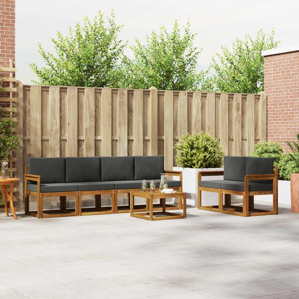 vidaXL Āra dīvānu komplekts ar spilvenu 7 pcs Dabisks un antracīts