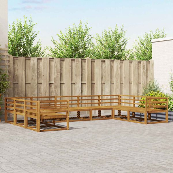 vidaXL Āra dīvānu komplekts 9 pcs Dabiska Cietā akācijas koks