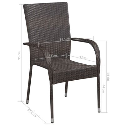 vidaXL dārza krēsli, 2 gab., PE rotangpalma, brūni