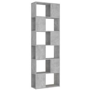 vidaXL grāmatu plaukts, 60x24x186 cm, betona pelēks, inženierijas koks