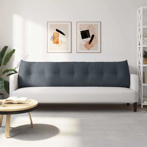 vidaXL Atpakaļ spilvens Tum&scaron;i pelēks 200 x 24 x 50 cm Samts