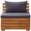 vidaXL vidējais dīvāns ar matračiem, 1 gab., akācijas masīvkoks