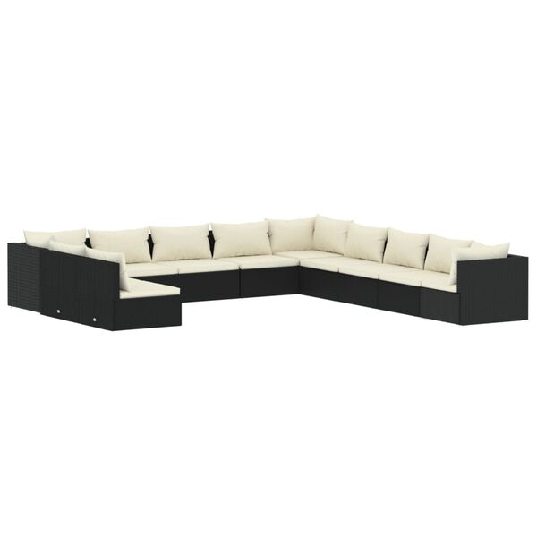 vidaXL 11-daļīgs dārza mēbeļu komplekts ar matračiem, PE rotangpalma