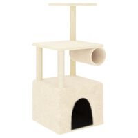 vidaXL kaķu māja ar sizala stabiem, 109,5 cm, krēmkrāsas