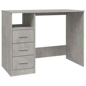 vidaXL rakstāmgalds ar atvilktnēm, betonpelēks, 102x50x76 cm, koks